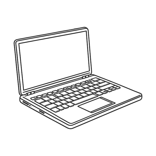 Doorlopende lijntekening van een moderne laptop