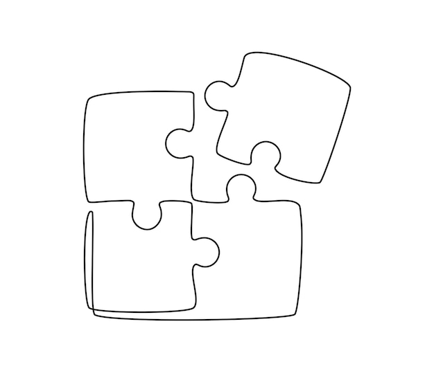 Doorlopende lijntekening van een samengevoegde puzzelspelgroep teamwork samenwerking en zakelijke ...