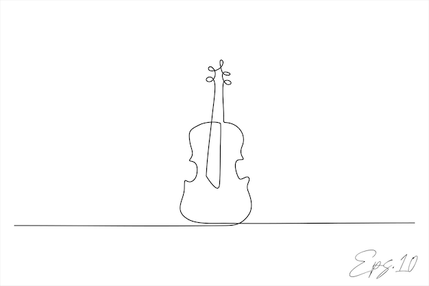 Vector doorlopende lijntekening van een vioolmuziekinstrument