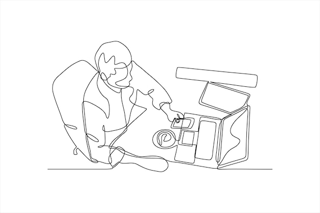 doorlopende lijntekening van een zakenman die een taak uitvoert