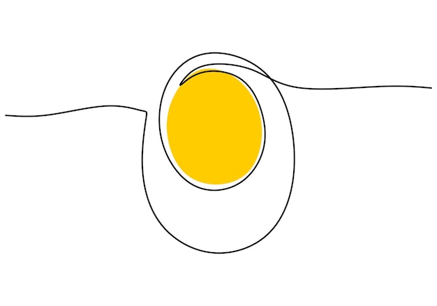 Doorlopende lijntekening van ei sunny side up ei hand getekende één lijn kunst minimalisme