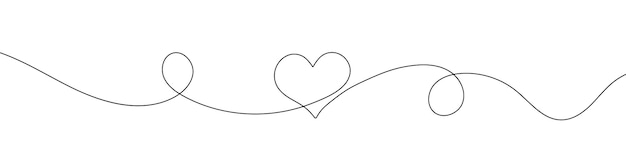 Vector doorlopende lijntekening van hart hart een lijn pictogram een lijntekening achtergrond hart zwart pictogram