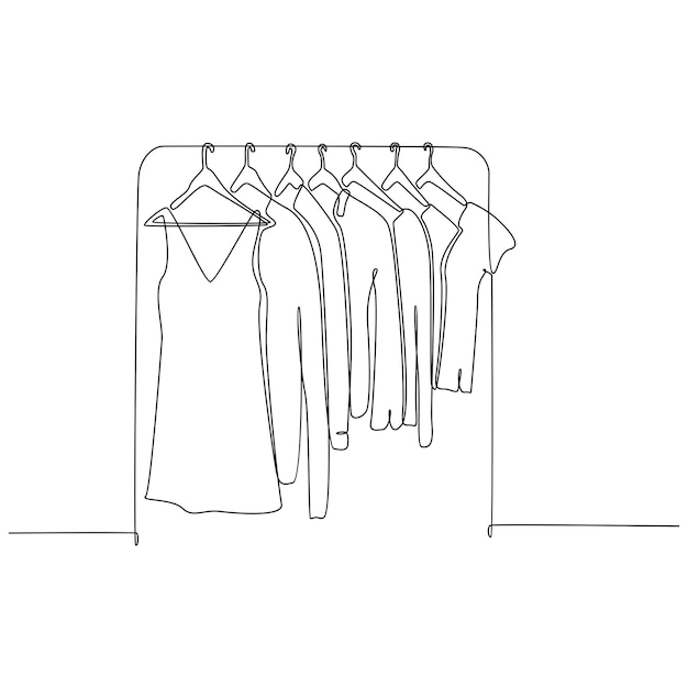 doorlopende lijntekening van kledingwinkel en kledingwinkelconcept vectorillustratie