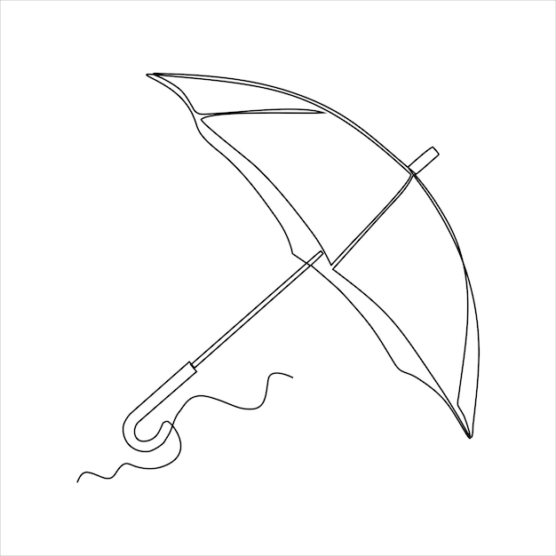 Vector doorlopende lijntekening van regenparaplu
