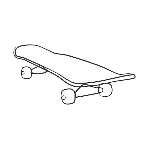 Doorlopende lijntekening van retro skateboard Skateboard één lijntekening minimalistisch design