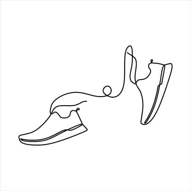 doorlopende lijntekening van sportschoenen