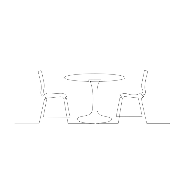 doorlopende lijntekening van straat salontafel met stoelen