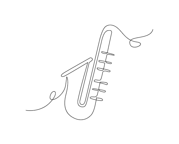 Vector doorlopende lijntekeningen van saxofoon een lijntekening abstracte saxofoon