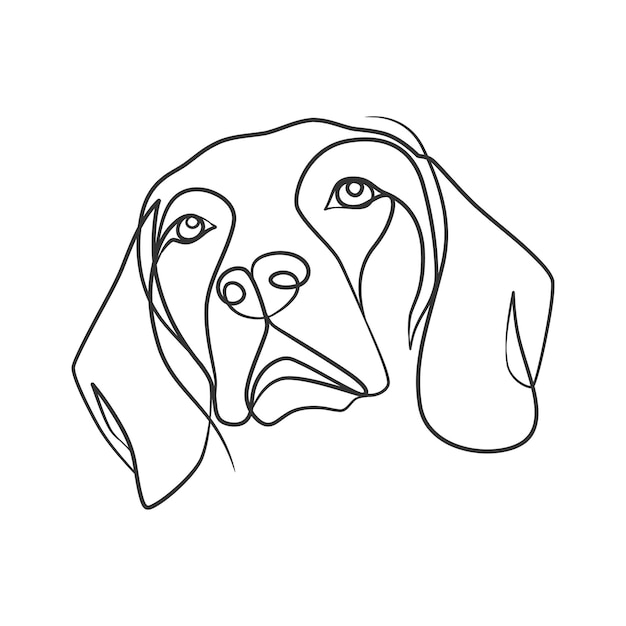 Doorlopende lijntekeningstijl van hondenkop Hondenkop één lijntekening minimalistisch ontwerp