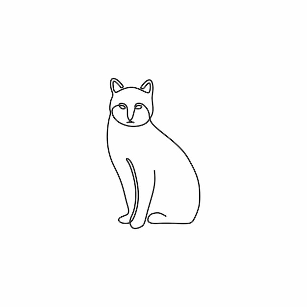 doorlopende tekening enkele lijntekeningen van kat