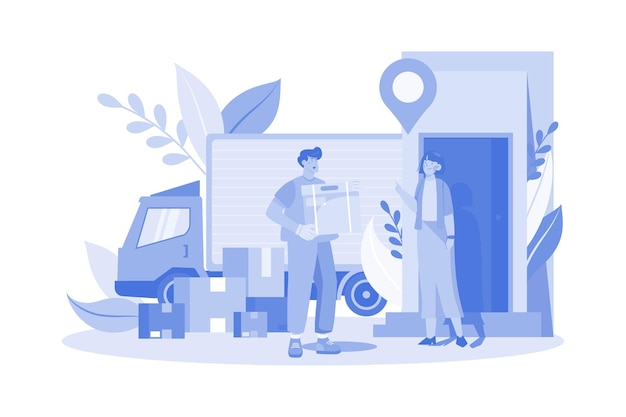 Vector doortodoor delivery illustratieconcept op een witte achtergrond