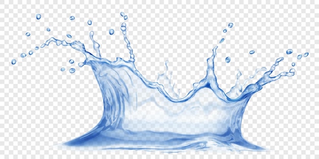 Doorzichtige waterkroon in blauwe kleuren met kleine druppels Splash geïsoleerd op transparante achtergrond Transparantie alleen in vectorbestand