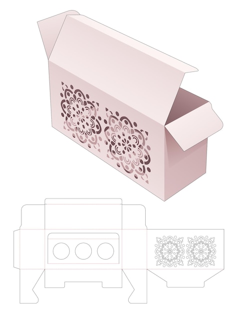 Doos en bijsluiter met mandala-sjabloon en gestanste omslagsjabloon