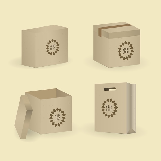 Doos en pakket ingesteld. Vector illustratie