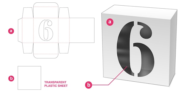 Doos met gestencild 6-cijferig alfabetvenster gestanst sjabloon