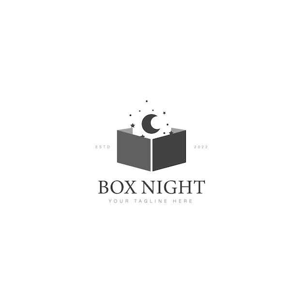 Doos met nacht logo ontwerp pictogram illustratie