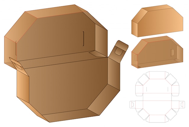 Doos uitgesneden sjabloon, gestanst sjabloonontwerp.