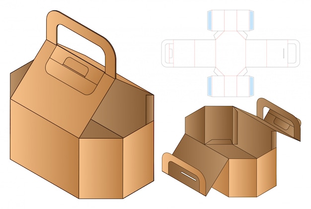 Doos verpakking gestanst sjabloonontwerp. 3D-mock-up