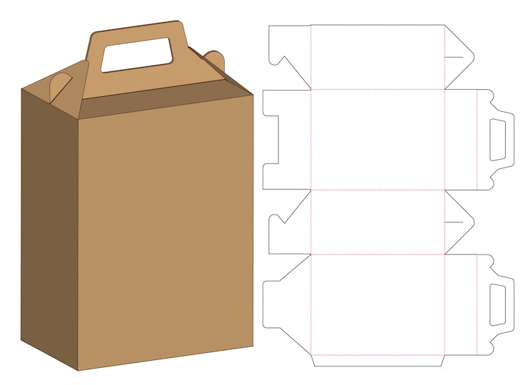 Vector doos verpakking gestanst sjabloonontwerp. 3d-model