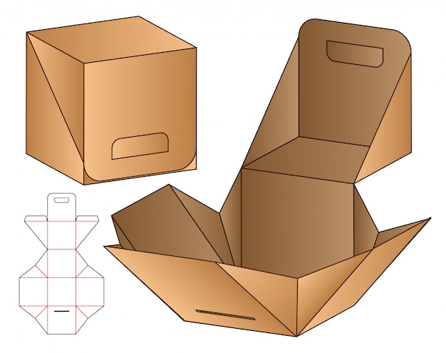 Doos verpakking gestanst sjabloonontwerp. 3d