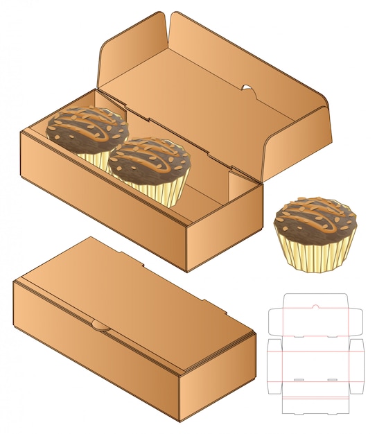 Doos verpakking gestanst sjabloonontwerp. 3d