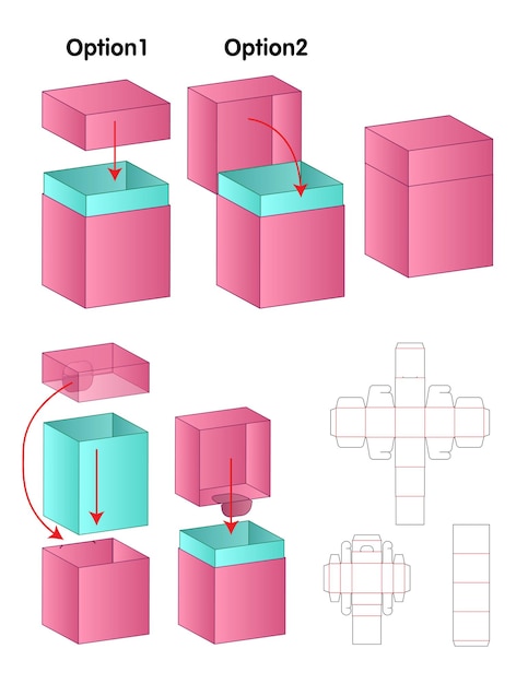 Doos verpakking gestanst sjabloonontwerp.