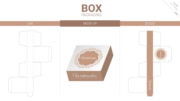 Doosverpakking en mockup gestanst sjabloon