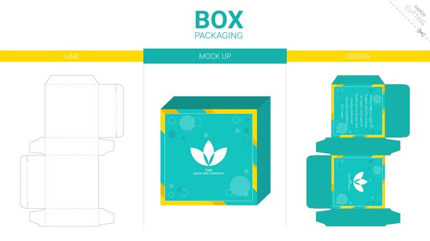 Doosverpakking en mockup gestanst sjabloon