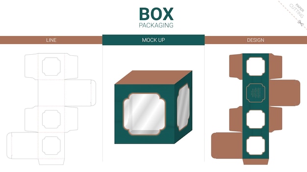 Doosverpakking en mockup gestanst sjabloon