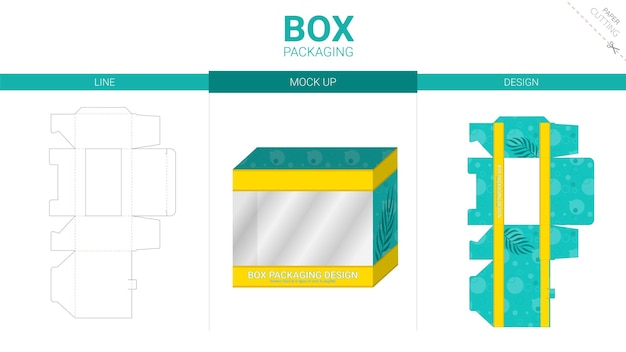 Doosverpakking en mockup gestanst sjabloon