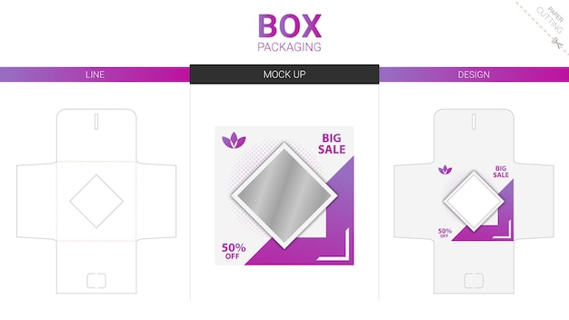 Doosverpakking en mockup gestanst sjabloon