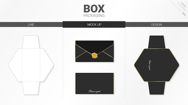 Doosverpakking en mockup gestanst sjabloon