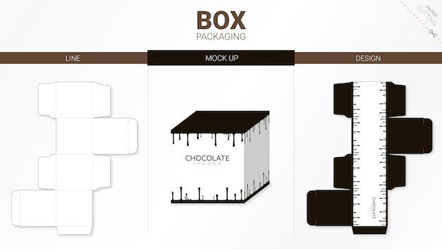 Doosverpakking en mockup gestanst sjabloon