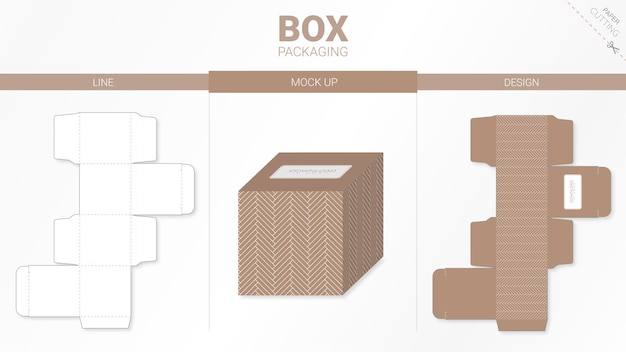 Doosverpakking en mockup gestanst sjabloon