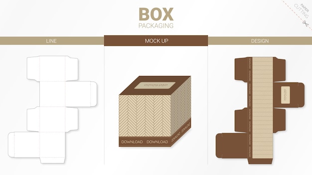 Doosverpakking en mockup gestanst sjabloon