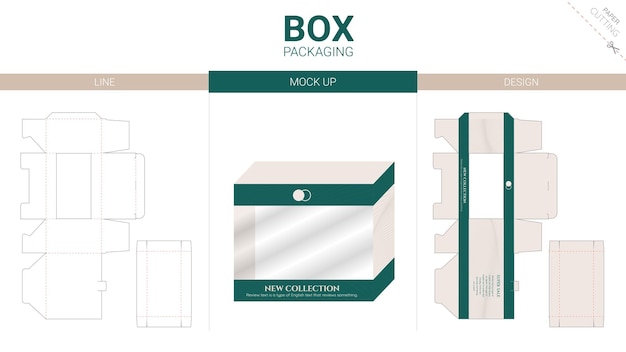 Vector doosverpakking en mockup gestanst sjabloon