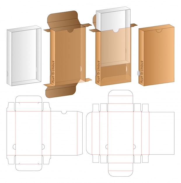Doosverpakking gestanst matrijsontwerp. 3d mock-up