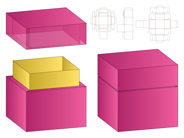 Doosverpakking gestanst matrijsontwerp. 3d mock-up