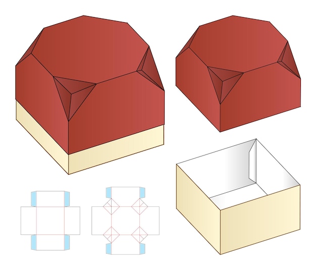 Doosverpakking gestanst matrijsontwerp. 3d mock-up