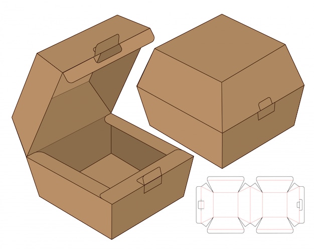 Vector doosverpakking gestanst matrijsontwerp. 3d