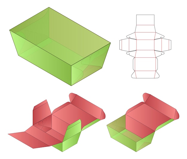 Doosverpakking gestanst sjabloonontwerp 3d mockup