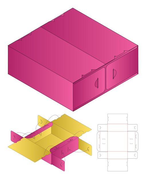Doosverpakking gestanst sjabloonontwerp 3d mockup