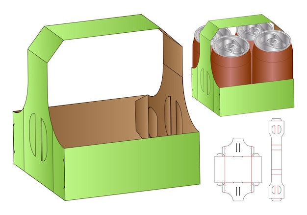 Doosverpakking gestanst sjabloonontwerp 3d mockup