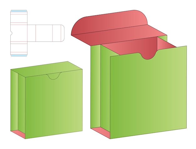 Doosverpakking gestanst sjabloonontwerp 3d-mockup