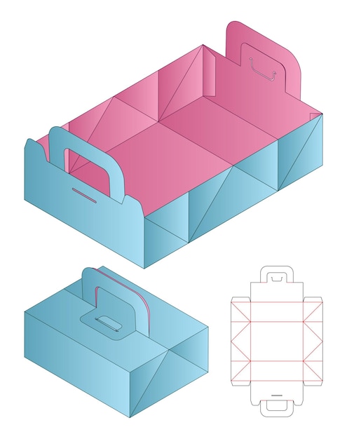 Doosverpakking gestanst sjabloonontwerp 3d-mockup