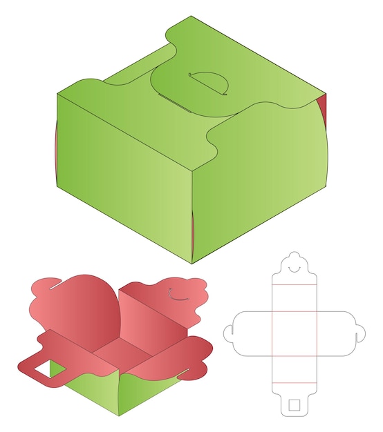 Vector doosverpakking gestanst sjabloonontwerp 3d-mockup