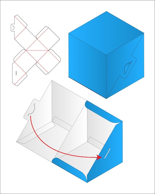 Doosverpakking gestanst sjabloonontwerp 3d-mockup