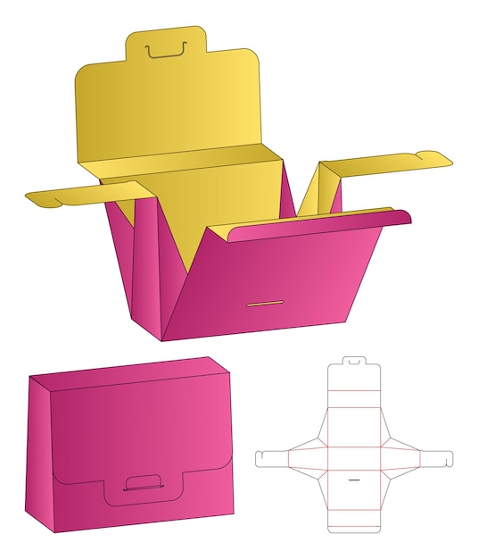 Doosverpakking gestanst sjabloonontwerp 3d-mockup