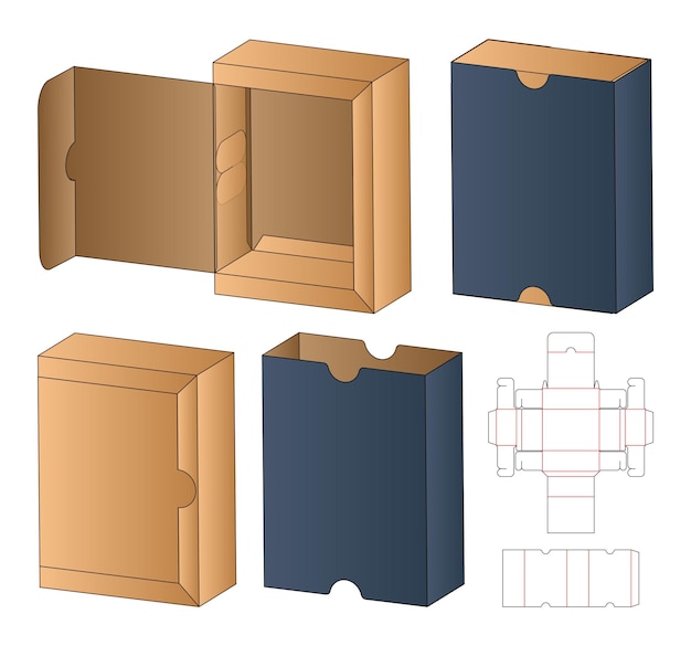 Doosverpakking gestanst sjabloonontwerp 3d mockup