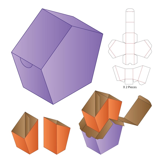 Doosverpakking gestanst sjabloonontwerp 3d mockup